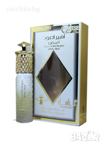 Ameer Al Oud Original White Oud  от Manasik 6ml Бергамот, Роза, Жасмин, Лавандула, Oud, Мускус, снимка 1