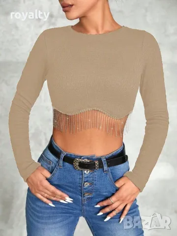 Бежова блуза с висулки 