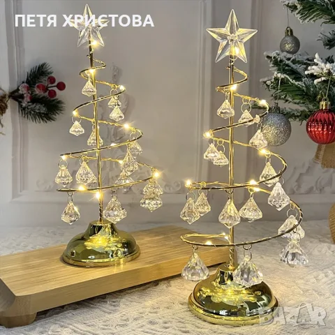 Акумулаторна нощна лампа LED нощна лампа коледна елха с ефект от диаманти., снимка 2 - Лед осветление - 56184401