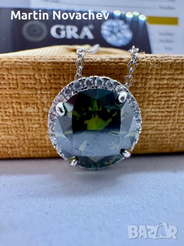 Сребърно колие с мойсанит (Диамант) 5 карата, снимка 13 - Колиета, медальони, синджири - 51685277