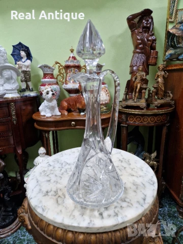 Уникална антикварна чешка кристална гарафа Бохемия Bochemia , снимка 4 - Антикварни и старинни предмети - 50687569