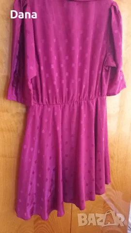 Цикламена копринена рокля , снимка 3 - Рокли - 47616535