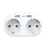 Удължител, 2 гнезда, 250V, 16A, Без кабел, 2 x USB F, 1 х USB-C, Бял, снимка 1