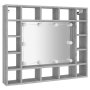 Огледален шкаф с LED, Сив сонома, 91x15x76,5 см, снимка 3