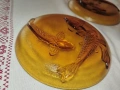 KIG Indonesia Винтидж декоративни чинийкиVintage KIG Indonesia (Koi Fish Amber Glass Plate) Д 15 см, снимка 1