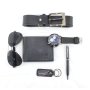 Подарък Бизнес Луксозен фирмен мъжки комплект 6 в 1 +Часовник Очила Химикалка Ключодържател Колан 13, снимка 2