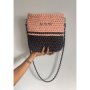Луксозни плетени дамски чанти, ръчно изработени, с дълга дръжка за през рамо, бордо, снимка 14