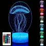 Холограмна 3D LED лампа Медуза-дистанционно управление 16 цвята+други режими на управление, снимка 1