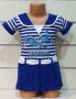 Нова детска моряшка рокличка с трансферен печат Делфини, 12-18 месеца, 7-8 години, снимка 1 - Детски рокли и поли - 29040118