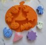 7 големи Хелоуин Halloween тиква череп паяжина прилеп дух силиконов молд форма шоколад гипс сапун, снимка 1