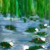 Водни лилии " Маслена живопис , снимка 1 - Картини - 41262836