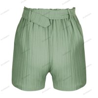Малки свежи дамски зелени плисирани къси панталони - 023, снимка 8 - Къси панталони и бермуди - 41245232