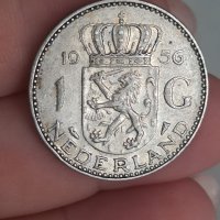1 гулден 1956 г сребро Нидерландия

, снимка 1 - Нумизматика и бонистика - 41736738