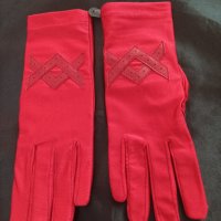 Червени  ръкавици от еластичен сатен и кожа , снимка 2 - Ръкавици - 41557084