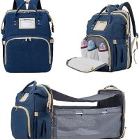 Нова удобна чанта за пелени Раница за детска количка с термо джобове Синя, снимка 1 - Други - 42002732