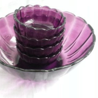 Стъклени купи цветно  лилаво стъкло, снимка 7 - Антикварни и старинни предмети - 17710124