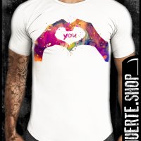 Тениска с щампа LOVE YOU WATERCOLOR, снимка 1 - Тениски - 42062289