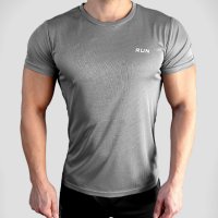 Сива мъжка тениска за бягане и фитнес от дишаща материя, снимка 1 - Тениски - 40896815