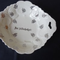 Автентична фруктиера със сребърни орнаменти , фин релефен порцелан. Бавария Johann Seltmann Vohenstr, снимка 1 - Аксесоари за кухня - 44406405