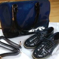 Елегантен Комплект- лачена чанта + лачени обувки, снимка 1 - Чанти - 34759794