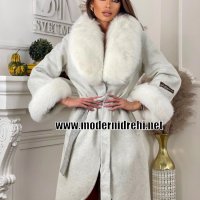 Дамско луксозно палто кашмир вълна и лисица код 227, снимка 1 - Палта, манта - 35937893