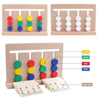 Дървен 4 цветен Логически пъзел с Мемори карти, снимка 4 - Образователни игри - 35941211
