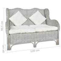 2-местен диван, сив, естествен ратан и лен  , снимка 6 - Градински мебели, декорация  - 44796597