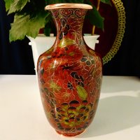 Китайска медна ваза Cloisonne,Клоазон на Zi Jin Cheng. , снимка 11 - Вази - 41694889