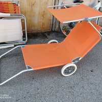 шезлонг на колела + сенник, сгъваем стол за плаж на колела , снимка 16 - Къмпинг мебели - 41735919