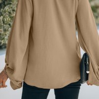 Дамска блуза в бежово с дълъг ръкав и дантела, снимка 4 - Блузи с дълъг ръкав и пуловери - 40698203