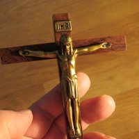 Стар малък кръст разпятие Христово, Исус Христос 15 х 10 см, снимка 2 - Антикварни и старинни предмети - 34452987