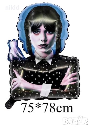 wednesday Уензди Адамс фолио фолиев балон хелий или въздух рожден ден, снимка 1