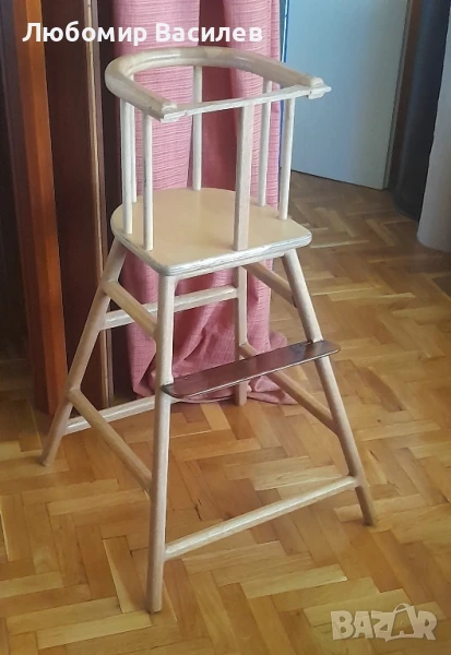 Детско столче за хранене от масивна дървесина. , снимка 1