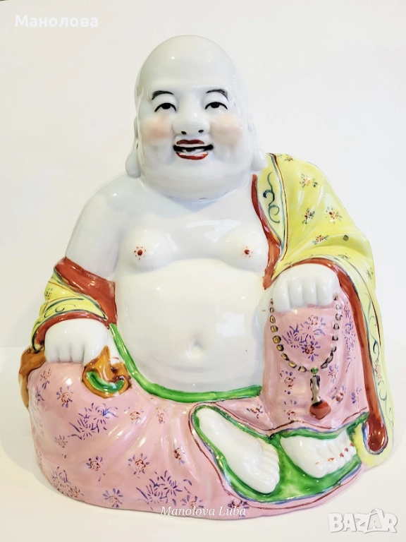 Голяма порцеланова статуетка Buddha Ho Tai, произведена в Китай през 50/60те години на миналия век., снимка 1