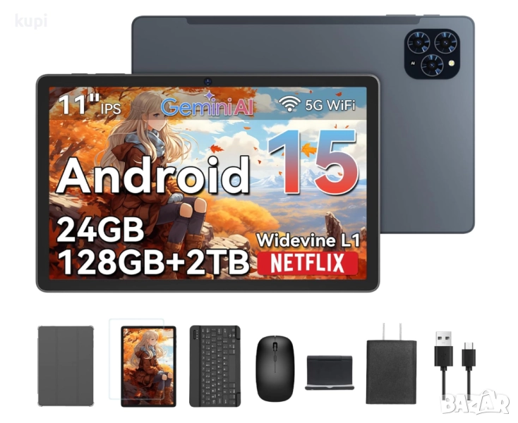 Таблет TABWEE T90 Android 15 с Клавиатура / Калъф - 11″, 24GB + 128GB, снимка 1