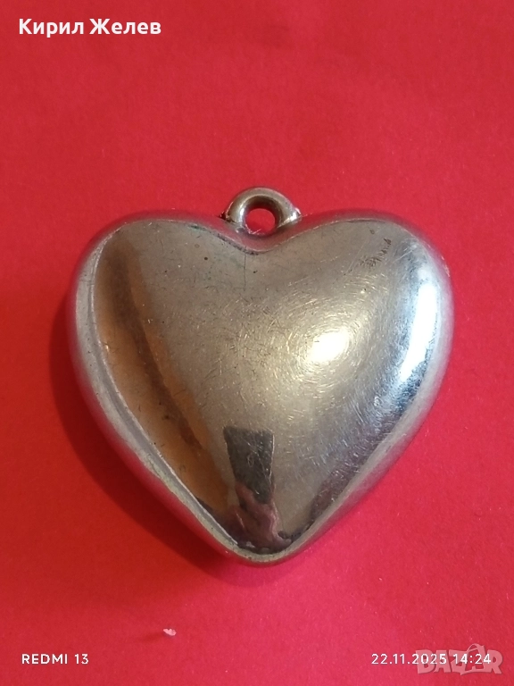 РОМАНТИЧНА ВИСУЛКА СЪРЦЕ 💓 в СРЕБРИСТ ЦВЯТ 17991, снимка 1