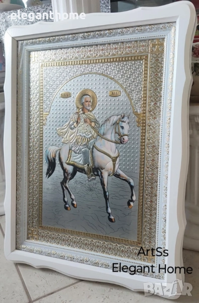 Икона с дървена рамка Свети Мина, снимка 1