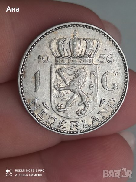 1 гулден 1956 г сребро Нидерландия

, снимка 1