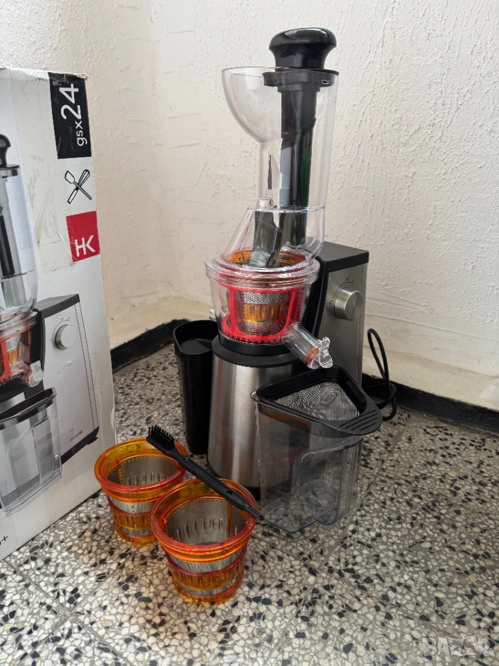 Бавнооборотна Сокоизстисквачка H.Koenig GSX24 400W Безшумна, Мощна, Цитруспреса, 3 Приставки!, снимка 1