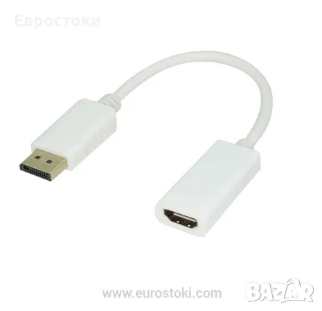 QIANRENON DP към HDMI адаптер, преходник от Display Port към HDMI, гнездо от компютър към HDTV монит, снимка 1