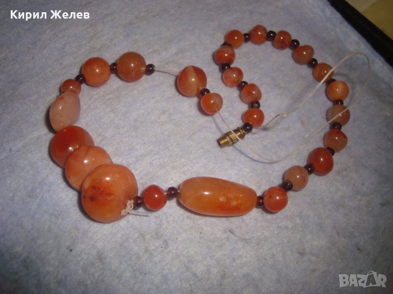 СТАР РЕТРО АРТ ГЕРДАН от НАТУРАЛН ШЛИФОВАН ХЕЛЦЕДОН КОЛИЕ ОГЪРЛИЦА 18927, снимка 1