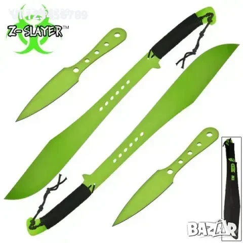 Мачете масивно голямо Zombie Apocalypse killer Green к-кт /1/ 4 бр остриета, снимка 1