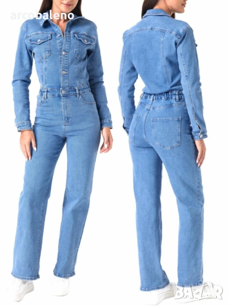 Дамски дънков  дълъг гащеризон, снимка 1