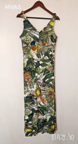 Дълга лятна рокля на листа джунгла  M L размер, снимка 1
