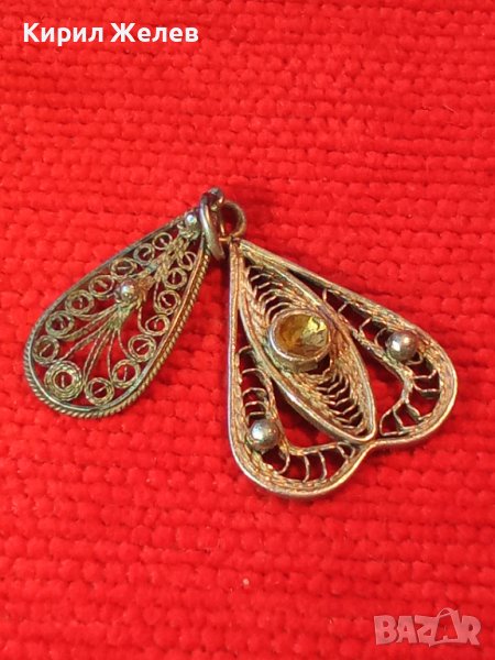 ДИАМАНТЕНА СРЕБЪРНА СТАРИННА ФИЛИГРАННА ВИСУЛКА РЪЧНА ИЗРАБОТКА 19444, снимка 1