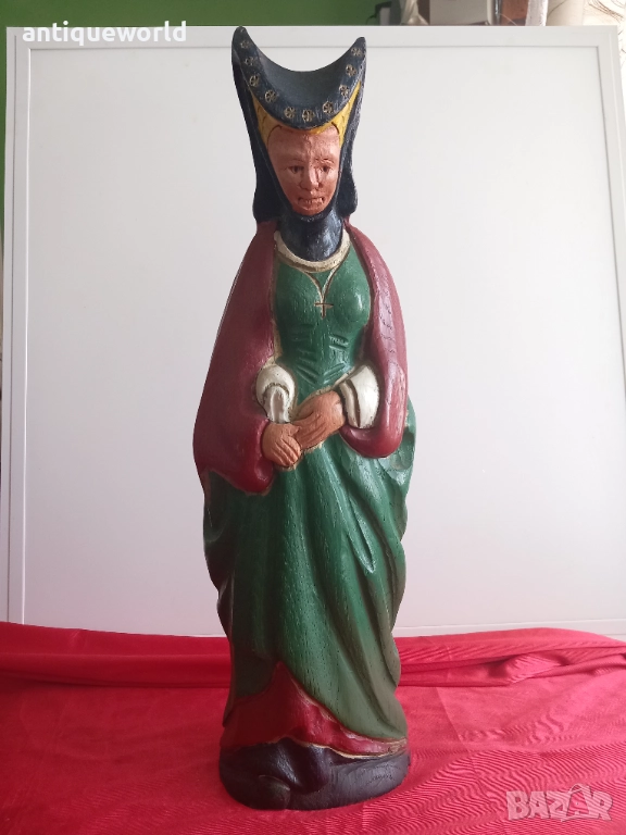 Голяма Дървена Статуя, Фигура МОНАХИНЯ ,Средновековна Дама, снимка 1