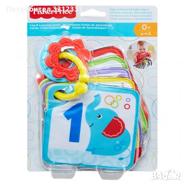 FISHER PRICE NEWBORN Занимателна играчка МЕКИ КАРТИ ЗА ИГРА ОТ 1 ДО 5 за0+, снимка 1
