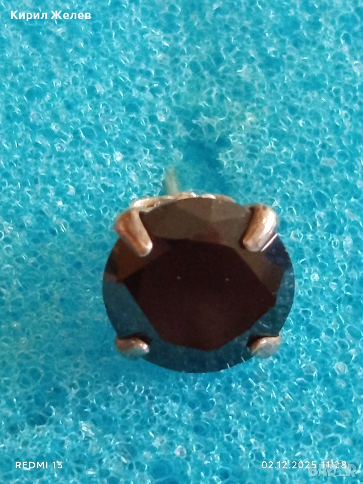 Сребърна обеца ОПУШЕН КВАРЦ ръчна майсторска изработка 31502, снимка 1