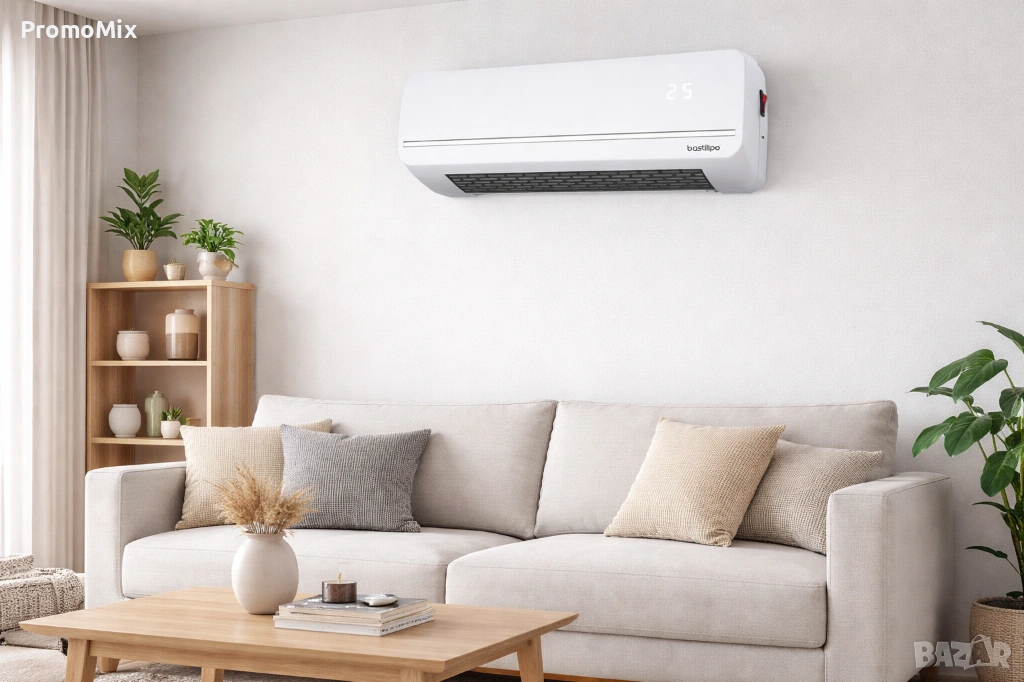 Електрическа печка Bastilipo CS-2000 2000 W духалка с Керамичен нагревател отоплител за стена, снимка 1