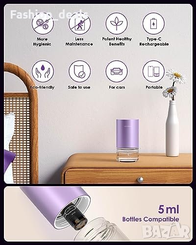 Нов Безводен дифузор за етерично масло 𝟭𝟬𝟬𝗺𝗹 Ароматичен на батерии, 3 нива на мъгла, снимка 1